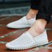 Large 49 Breathable Loafers Spring Men's Top Layer Cowhide Slip-On Hollow Leather Shoes Size 47_vogvips.com