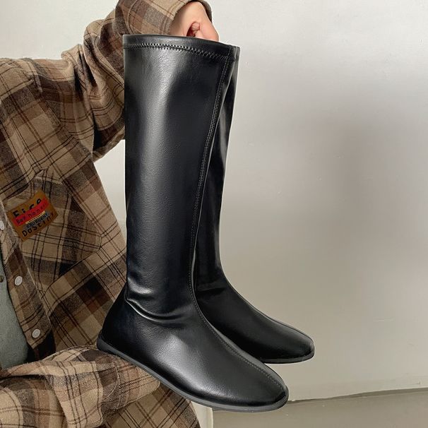 Black British Style Slimming Flat Women Long 2025 New Autumn Over-the-Knee Versatile Knight Boots_vogvips.com