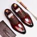 Suit leather shoes Men's business English leather abrasive leather wedding handmade Oxford shoes pointed men's shoes_vogvips.com