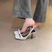 Women's One-strap Sandals 2026 Summer Model, Open-toed, Suitable For Wearing With Skirts, Versatile Square Toe, Simple_vogvips.com