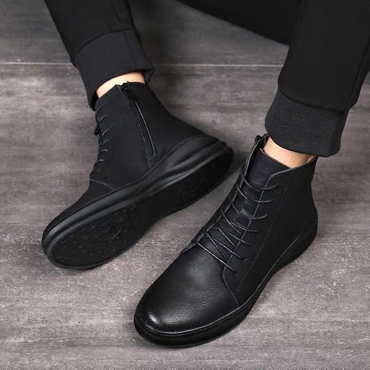 Men's Leather Martin Boots Leather High-top Casual Tooling Shoes Mid-top Leather Shoes_vogvips.com