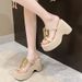 Women's Platform Wedge Sandals Summer Style 2025 New Arrival Versatile Petite Height Increasing One Strap With Metal Buckle_vogvips.com