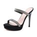 1513-29 Rhinestone Black European And American French Style Platform Sandals 2025 Spring/Summer New Ultra High Heel_vogvips.com