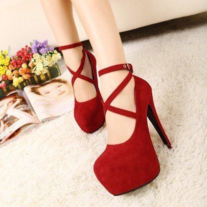 Foreign Trade European And American Style High Spring New Pointed Toe Shoes With Belt Buckle Chunky Heels Fashion_vogvips.com