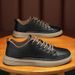 Spring New Breathable Waterproof Non-Slip Men's Korean Style Trendy Versatile Black Leather Shoes Casual Sneakers_vogvips.com