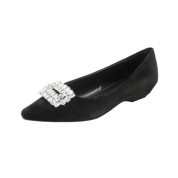 Coarse-heeled Single Shoes, Female Pointed Head, Shallow Mouth, One Foot, Rhinestone Temperament, Fairy, Wind Doudou Shoes, Female_vogvips.com