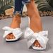 Cross-border Foreign Trade Versatile Slip-on Flat For Women, 2026 New Model, Solid Color Bowknot Fashion Beach Sandals_vogvips.com
