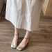 Sheepskin Version ~ Mary Jane High Heels For Women 2024 New Thick Heel Silver Single Round Shallow Mouth Split Toe_vogvips.com