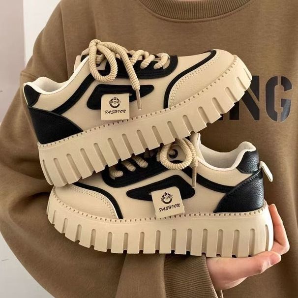 Shoes For Women Thick Soled Height Enhancing Sneakers Fashionable And Versatile High Value White Shoes Internet Celebrity Same Style Casual Shoes_vogvips.com