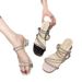 French Chunky Heel Rhinestone For Women, Outdoor Wear, 2024 New Summer Fairy Style Elegant Sandals_vogvips.com