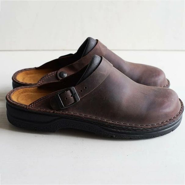 Flat Sloping Heel, Square Toe, Back Hollow, Shallow Cut Men's Casual Veatile Large Size Single Shoe Sandals And_vogvips.com