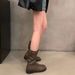 Chunky Heel Mid-Calf Knight Women's Shoes 2025 New Autumn Winter Fleece Lined Short Martin Boots_vogvips.com