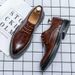 Suitable For All Seasons Summer British Korean Style Groomsmen Wedding Suit Business Formal Casual Brown Leather Shoes Men's Trend_vogvips.com