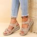 2025 Summer New Women's Car Line Hole Shoes Large Round Toe Slope Heel Comfortable Sandals For Women_vogvips.com