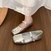 2025 Autumn New Silver Square Head Shallow Mouth For Spring And Summer Gentle Fairy Flat Bottom Grandma Women's Single_vogvips.com