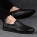Men's Casual Matching Solid Color Leather Shoes Embossed Leather Shoes Soft Surface Soft Sole Driving Shoes_vogvips.com