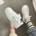 Thick Sole Mesh Breathable Casual Single Lace Up Round Head Solid Color Sports Women's Shoe_vogvips.com