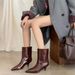 Women's Kitten Heel Pointed Toe Boots - Wine Red Wide-Calf Riding Boots | Soft Synthetic Leather | Fall/Winter Elegant Tall & Ankle Boots_vogvips.com