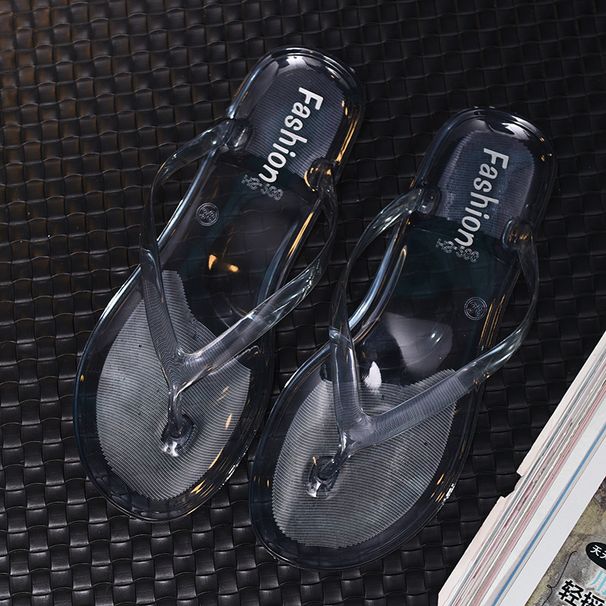 Transparent Beach Sandals Women's Internet Celebrity Jelly Crystal Toe Post Flip-Flops Summer Korean Style Student_vogvips.com