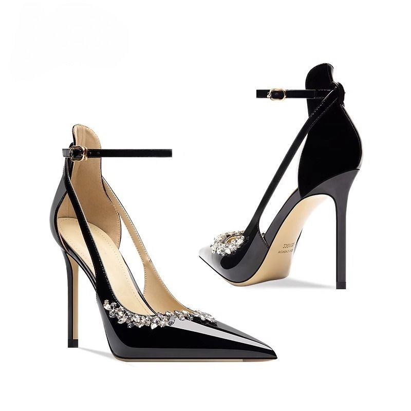 Pointed High Heels For Women Stiletto Spring New Sexy Rhinestone Temperament Baotou Sandals Single Buckle Shoes_vogvips.com