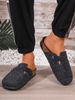 Men's Mules New Spring Retro Slip-On Casual Loafers Pu Upper Solid Color Fleece Cork Pattern Closed Toe Semi-Slip Flat Slippers With Adjustable Buckle_vogvips.com