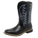 Tube Amekaji Embroidered High Work Men's Western Cowboy Trendy Motorcycle Rider Square Toe Riding Boots_vogvips.com