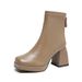 Martin Women's Autumn/winter New Korean Edition Back Zipper High Short Ankle Square Head Thick Heel Knight Boots_vogvips.com