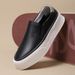 Suitable For All Seasons Men's Spring Summer Slip-On Trendy Shoes Soft Leather Loafers Breathable Black Versatile Thick-Soled Casual Sneakers_vogvips.com