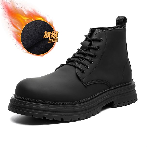 Martin Boots Men's Legs Thin Inner Height Increase Thick Sole Fashion Boots Height Increase Tide Shoes_vogvips.com