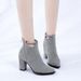Martin Boots For Women, Short Boots, European American 2018 Autumn And Winter New Style, Chunky Heel, High Heels,_vogvips.com