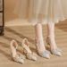 Women's Shoes Legant Bow High Heels Pointed Toe Stiletto Sandals With Pearl Accents For Wedding Party Evening Dress_vogvips.com