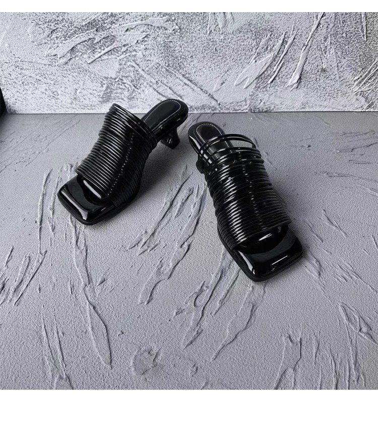 Women's Silver Square-Toe Slingback Sandals - Thin Stiletto Heel Mules For Women (Elegant Open-Toe Dressy Slides)_vogvips.com