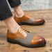 Euro Step New Season Spring Fashion Trend Outdoor Large Size Brogue Floral Patchwork Men's Leather Shoes_vogvips.com