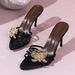Spring/Summer Fashion Plus Size High Heeled Sandals Metallic Flower Stiletto Open Toe Women's Shoes Elegant Sexy_vogvips.com