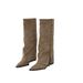 French-Style Niche Design Women's 2026 New Model, Pointed Toe, Wedge Heel, Stacked Long Boots, Slimming Knight Boots_vogvips.com