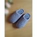 Simple Plain Ice Bar Hook Knitted Yarn Handmade Autumn And Winter Men's And Women's Slippers For Confinement, Anti Slip And Wear-resistant_vogvips.com