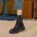 Z Genuine Soft Leather Martin For Women British Style 2024 New Spring And Autumn Fleece-Lined Brown Thick-Soled Short_vogvips.com