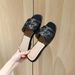 Flat Square Toe Vacation One-Word For Women Summer Outdoor French Fairy Style Cool Half Slippers_vogvips.com