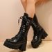 Women's Shoes Autumn And Winter New Rivet Buckle Thick Heel Mid Calf Boots Women's Punk Style Knight Boots Women_vogvips.com