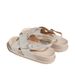 Slip On Slippers For Outdoor Wear Colorful Cross Lace Buckle Flat Shoes Double Layer Ivory White Flat Slippers_vogvips.com