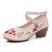 High Custom-made Thick Heels, Women's Embroidered Cloth Shoes, Mary Jane Student Shoes_vogvips.com