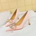 1818-K77 Banquet High Heels Shallow Mouth Pointed Xishi Suede Water Diamond Buckle Bow Single Shoes Women's_vogvips.com