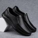Men's Leather Shoes For Spring And Autumn, Dad Shoes, Non-Slip Soft Sole, Trendy And Versatile Men's Casual Slip-On Leat_vogvips.com