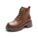 Martin Boots Women's British Style Short Boots Leather Surface Thick Sole Heightening Retro Boots Women_vogvips.com