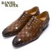 Men's Business Formal Cowhide Handmade Brick Pattern Embossed Oxford Pointed Shoes Pure Leather_vogvips.com