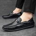Men's Shoes Genuine Leather Business British Style Casual Soft Soled Leather Shoes Men's Soft Soled Slip On Black Loafers Trendy Shoes_vogvips.com