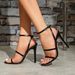 Women S Round Toe Line With Cross Ankle Strap Stiletto Sandals Gorgeous Party Black Heels_vogvips.com