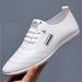 ShoeVault Leather New Loafers Versatile Korean Style White Men's Soft Sole Casual Shoes Business Sneakers_vogvips.com