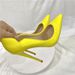 Size33-46 Women's Shoes Yellow High Heels 12CM Pointed Stiletto Shallow Mouth Single Shoes Work Shoes_vogvips.com