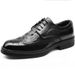 Euro Step Brogue Top Layer Cowhide Business Formal British Carved Men's Leather Lace-up Breathable Trendy Oxford Shoes_vogvips.com